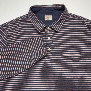 Faherty Striped Polo Shirt Mens Large Blue Coastal Surf Cotton